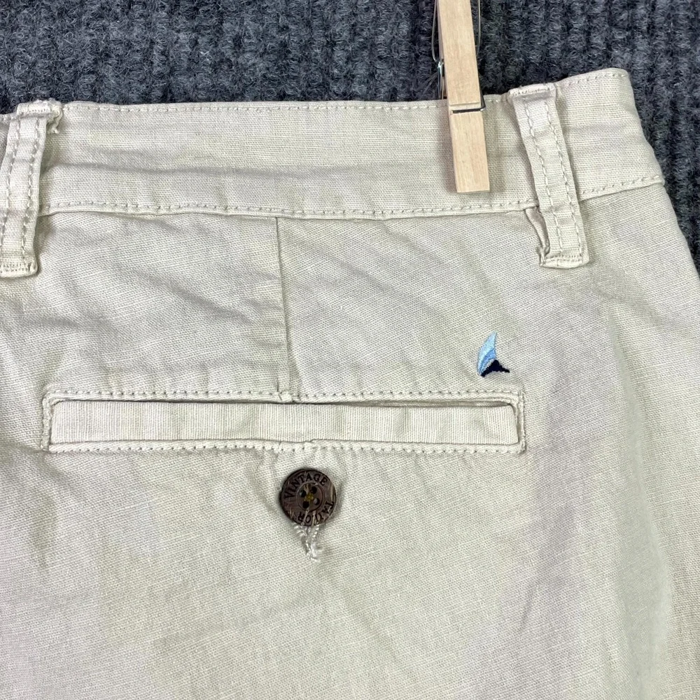 Tailor Vintage Chino Pants Men's 33x32 Beige Comfort Stretch Slim Fit Streetwear
